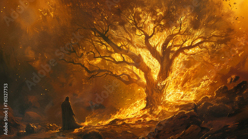 Illustration of the burning bush from the bible