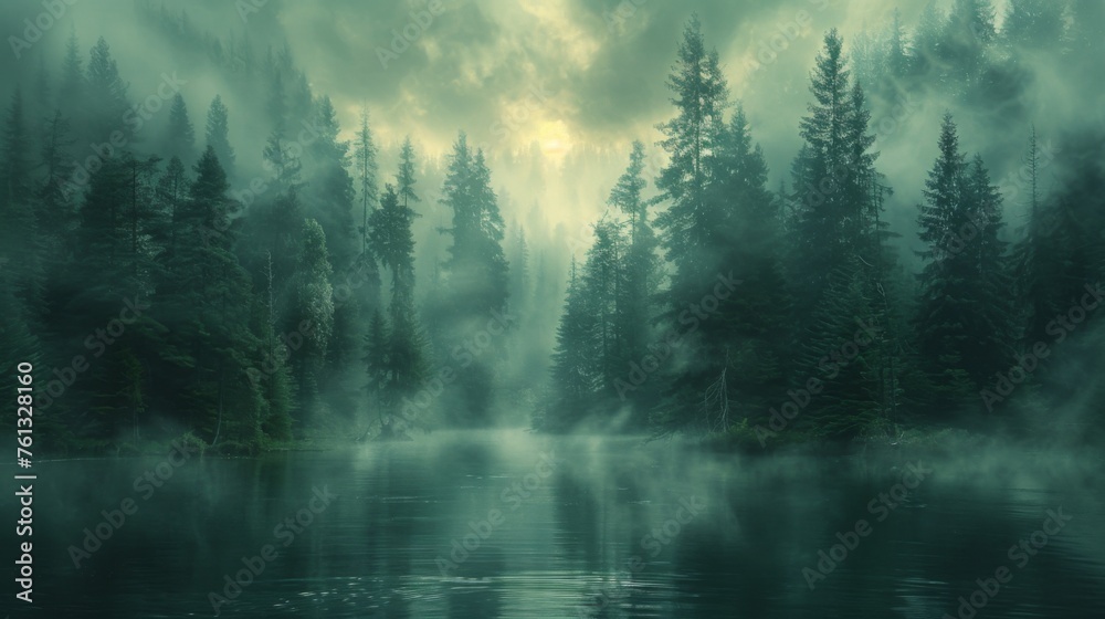 © artdolgov - Misty dark green forest © artdolgov - Misty dark green forest