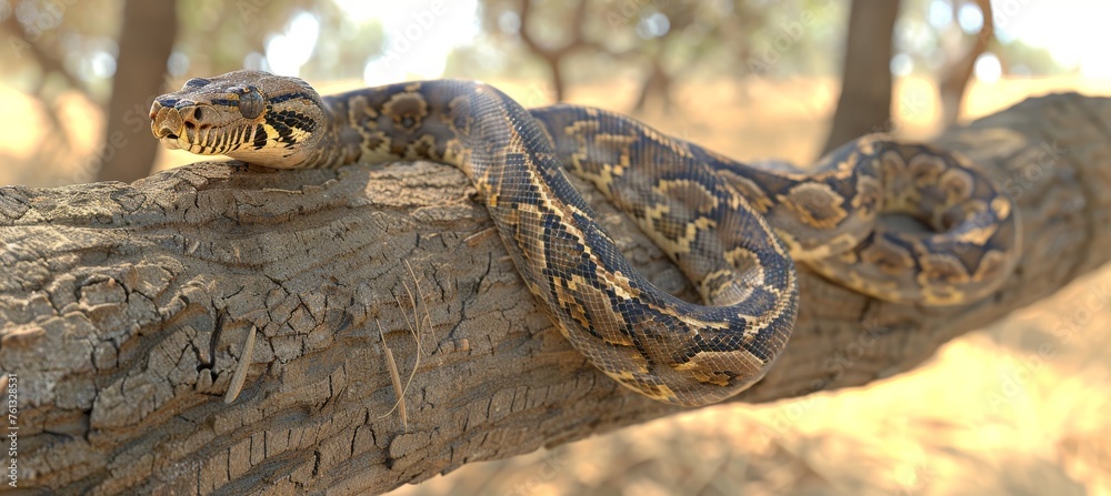 Python snakes wrapping around ancient tree trunks in a wild and ...