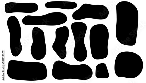 Irregular oval blob shape asymmetric elements. Vector set.