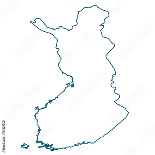 Finland map outline, map freehand drawing on white background.