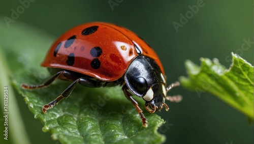 close-up macro photo of ladybug on leaf