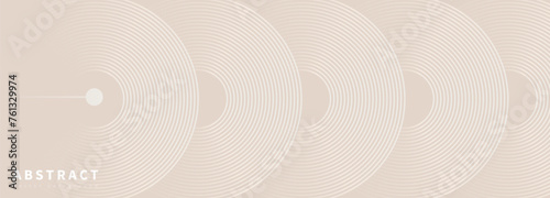 Beige delicate abstract geometric vector background with circular lines.