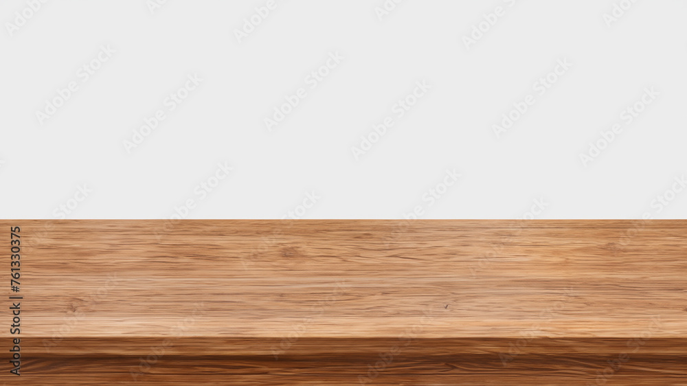 Realistic wooden top table isolated on white background