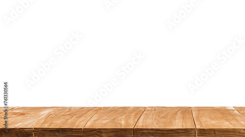 Realistic wooden top table isolated on white background