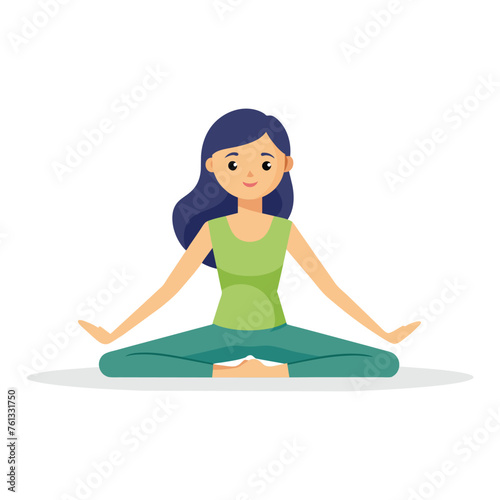 A girl doing yoga flat vector illustration