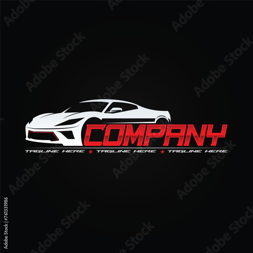 racing car logo, sports car logo template, vector illustration