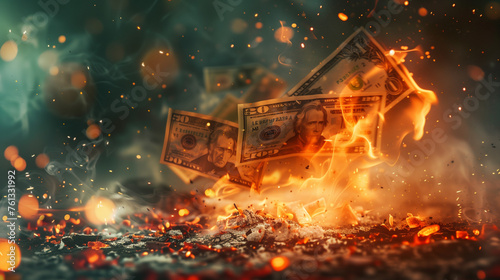 Financial Inferno  Symbolizing Market Volatility and Banking Collapse