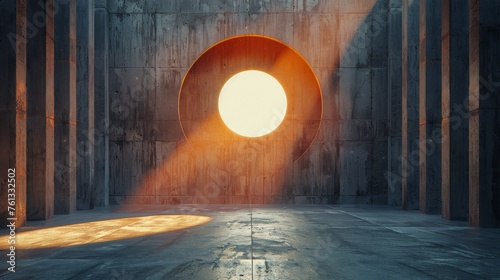 Light Shines Through Hole in Concrete Wall