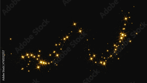 Gold glittering confetti wave and stardust