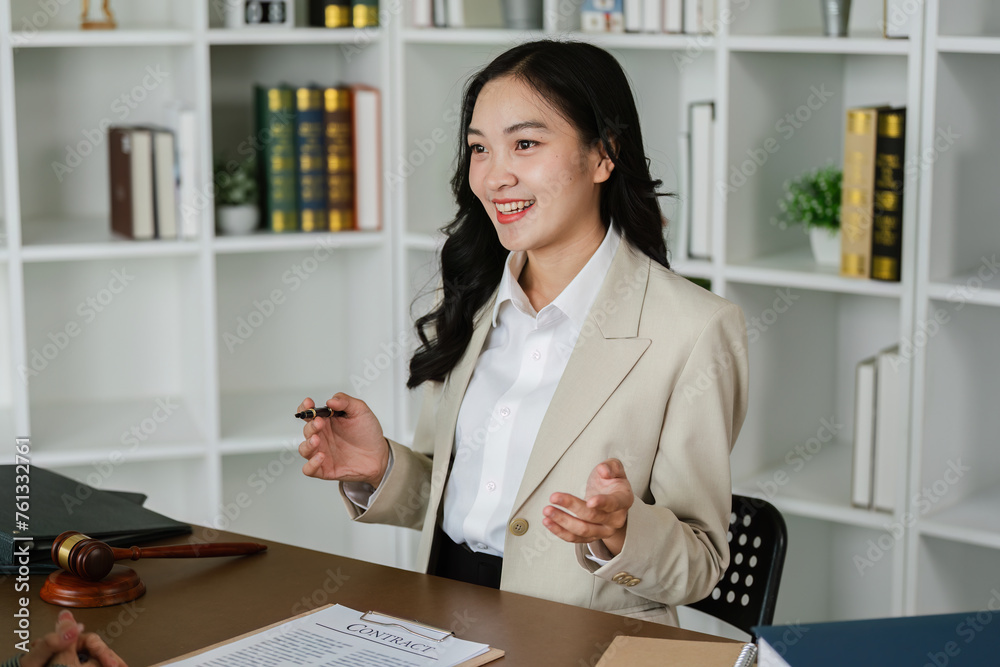 Lawyers provide advice to client are business partner. Lawyer working with client discussing contract document in office, consulting to help customer Lawyers provide advice to client are business partner. Lawyer working with client discussing contract document in office, consulting to help customer