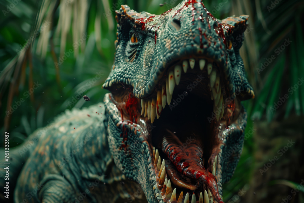 A roaring allosaurus in the jungle A roaring allosaurus in the jungle