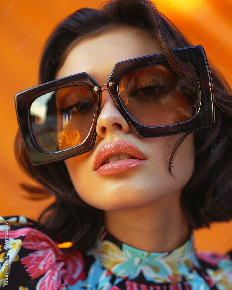 Woman wearing oversized sunglasses with a cool and mysterious look. Woman wearing oversized sunglasses with a cool and mysterious look.