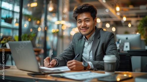Man With Glasses Working on Laptop