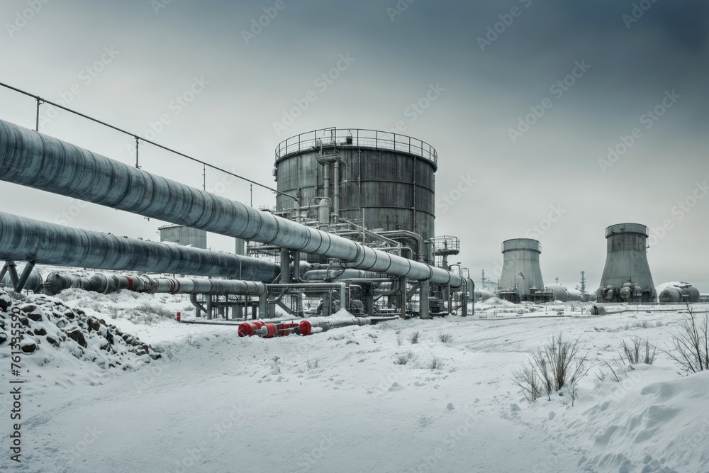 gas storage with smoke in the winter