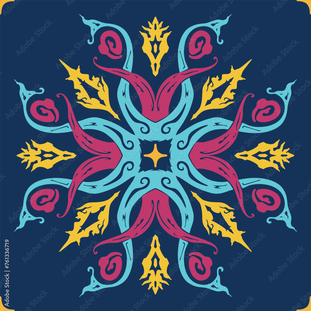 Flower seamless pattern full color and dark blue background number 15