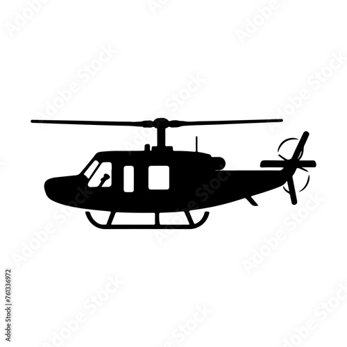 silhouette of a helikuptar side view isolated 