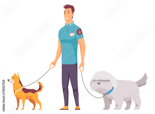 Animal shelter homeless pets, adoption banner layout. Finding new house for pet and homeless domestic animals care. Colorful vector illustration in flat cartoon style