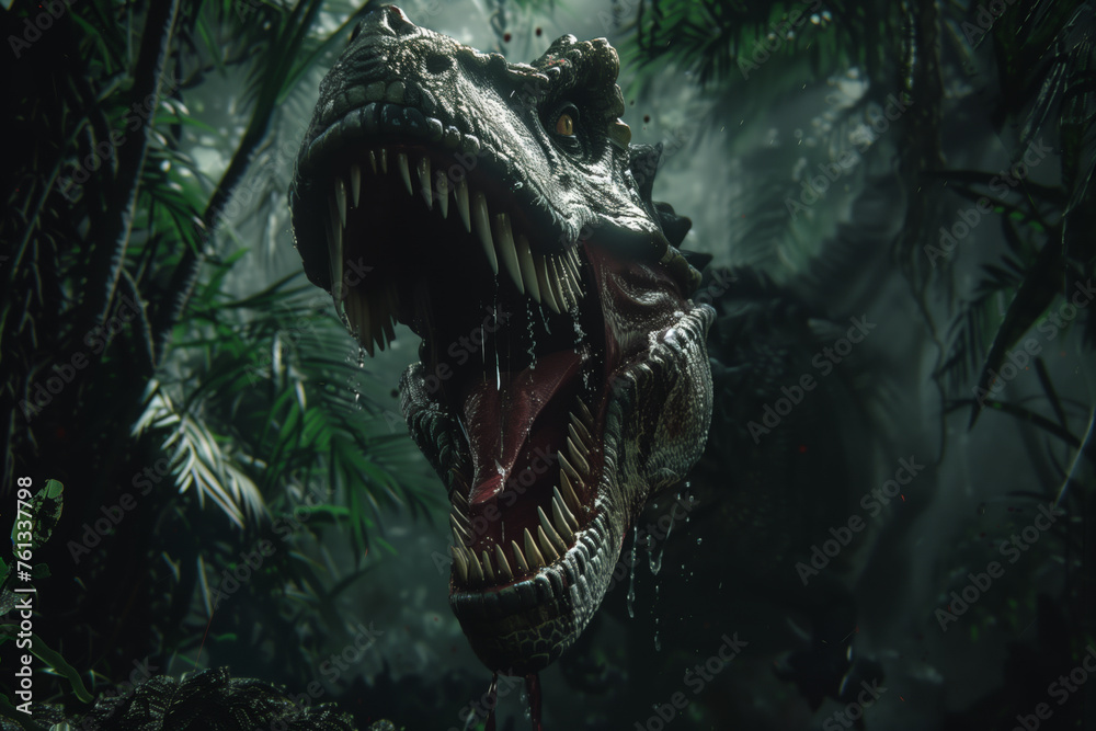 A roaring allosaurus in the jungle A roaring allosaurus in the jungle