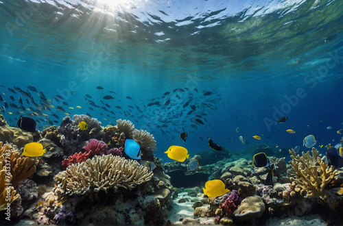 Wallpaper Mural Tropical sea underwater fishes on coral reef Aquarium Torontodigital.ca