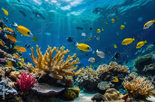 Tropical sea underwater fishes on coral reef Aquarium © руслан малыш