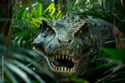 A roaring allosaurus in the jungle © Сергей Косилко