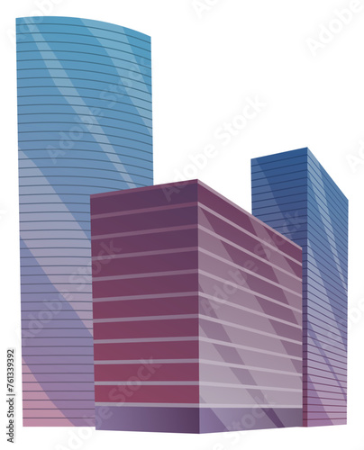 Skyscrapers buildings. Towers city business architecture  apartment and office building  urban landscape. Vector illustration in trendy flat style isolated on white background