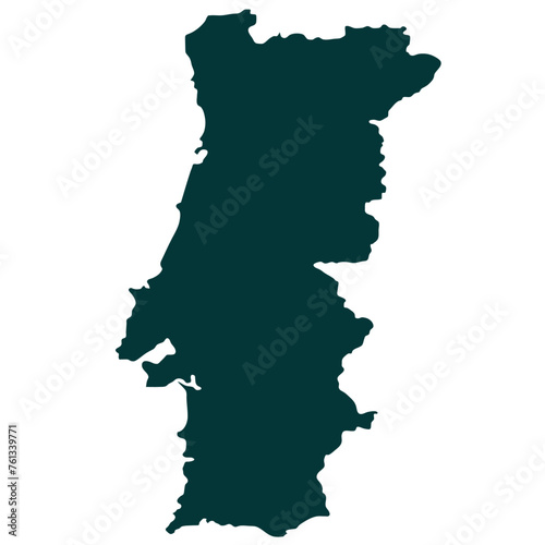 Portugal map silhouette, silhouette of portugal map aon white background