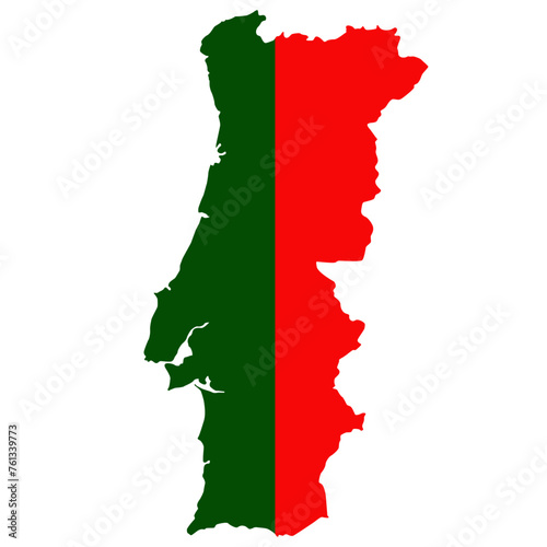 portugal flag depicted on image of portugal map, showcasing the country's national flag on white background