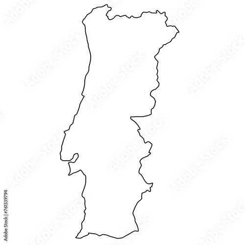 Portugal map outline,  map freehand drawing on white background