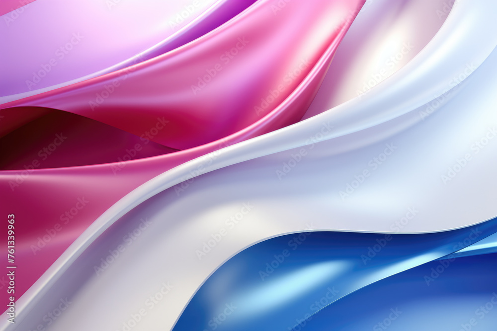 Fototapeta premium Colorful, flowing piece of fabric with pink, white, and blue stripe