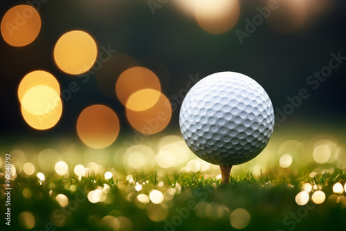 White golf ball sits on green grassy field