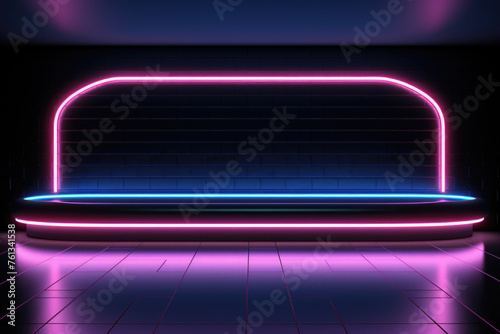 Neon sign with pink and purple glow