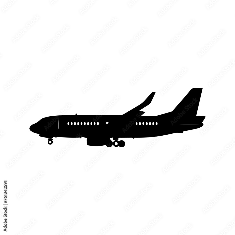 black silhouette of a plane side view black silhouette of a plane side view