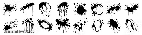 artistic splatters black paint stains irregular design black vector photo