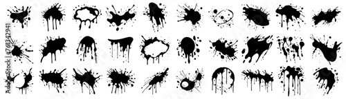 artistic splatters black paint stains irregular design black vector