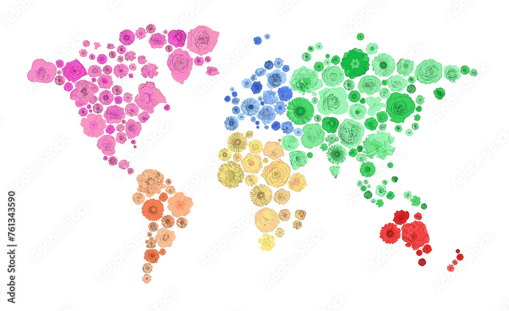 World map made of beautiful flowers on white background, banner design World map made of beautiful flowers on white background, banner design
