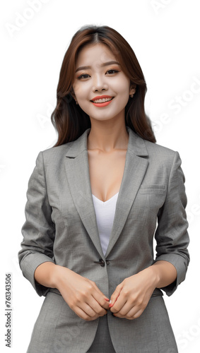 A beautyiful asian businesswoman on white\ transparent background