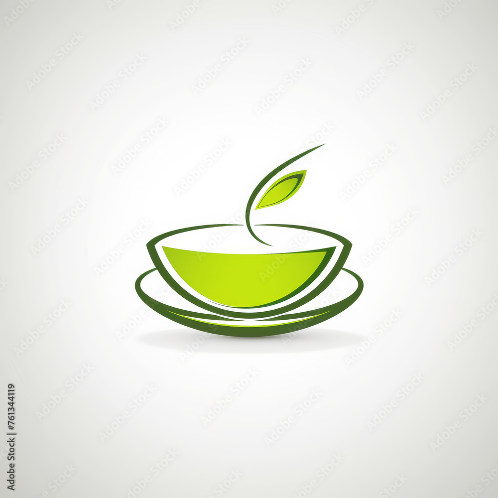 Symbol of cup with herbal green tea. Elegant logo concept. Generative AI Symbol of cup with herbal green tea. Elegant logo concept. Generative AI
