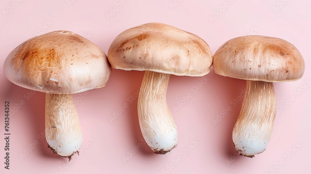 Hedgehog mushroom hydnum repandum on soft pastel colored background   nature photography