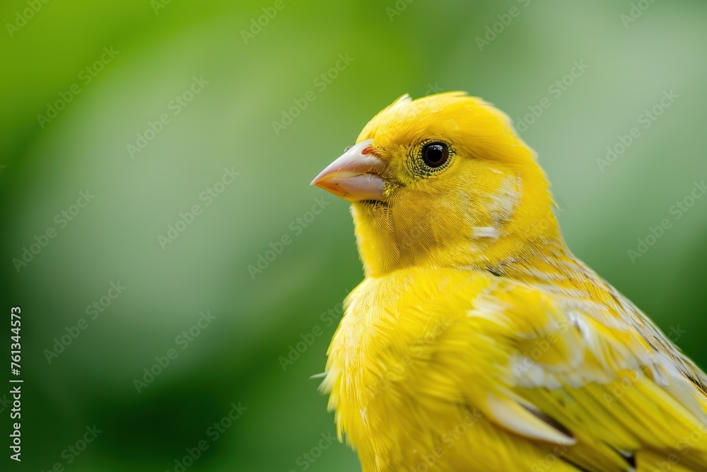 Serene Yellow Canary in Gentle Repose Amidst Verdant Bokeh - Generative AI Serene Yellow Canary in Gentle Repose Amidst Verdant Bokeh - Generative AI