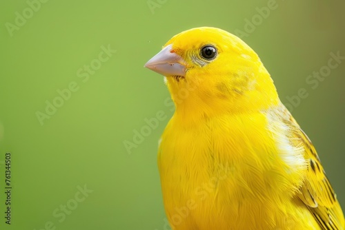 Serene Yellow Canary in Gentle Repose Amidst Verdant Bokeh - Generative AI