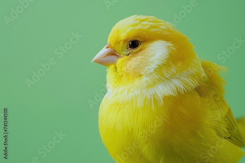 Serene Yellow Canary in Gentle Repose Amidst Verdant Bokeh - Generative AI