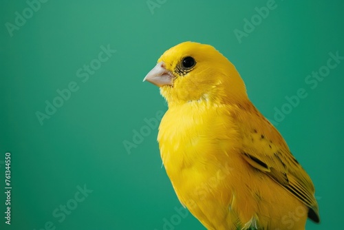 Serene Yellow Canary in Gentle Repose Amidst Verdant Bokeh - Generative AI