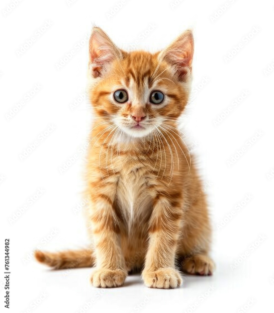Fototapeta premium A Fluffy Ginger Kitten Posing with Innocence - Generative AI