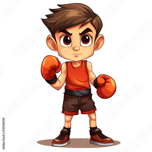 Little boy posing as a boxer wearing a boxing gloves 