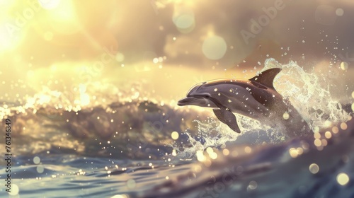 Joyful Dolphin Jumping in Sunlight photo