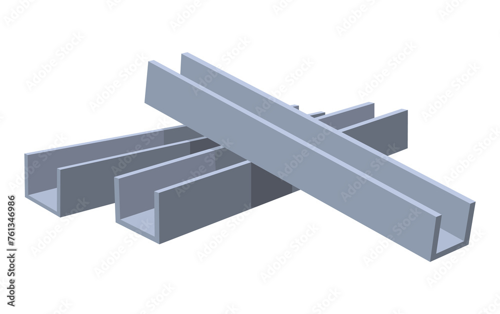 Building material. Heap of metal construction beams. Cartoon supplies for buildings works. Construction concept. Illustration can be used for construction sites or illustrate renovation works Building material. Heap of metal construction beams. Cartoon supplies for buildings works. Construction concept. Illustration can be used for construction sites or illustrate renovation works
