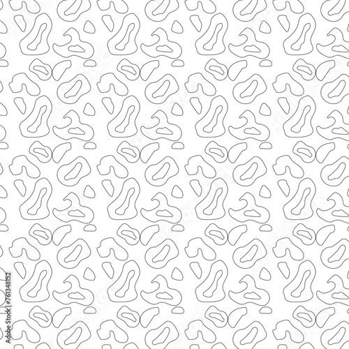 Set of funny and primitive designs of abstract shapes. Seamless black pattern on a white background. Creative collection of abstract art for kids or holiday design. Simple children s drawings with a t