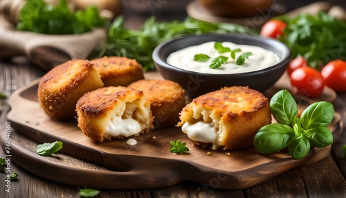 Potato croquettes with mozzarella photo